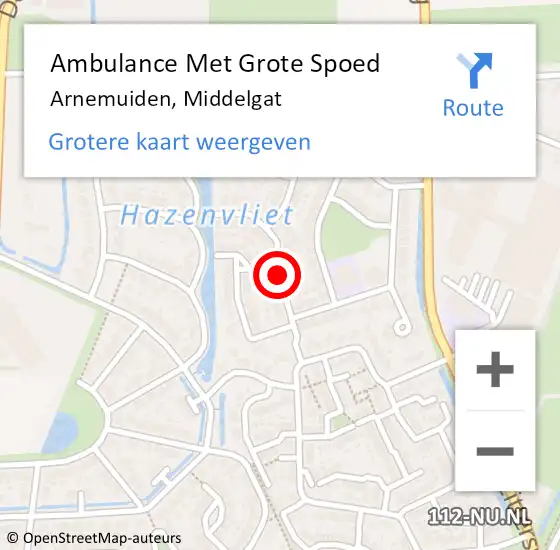 Locatie op kaart van de 112 melding: Ambulance Met Grote Spoed Naar Arnemuiden, Middelgat op 18 januari 2018 22:55