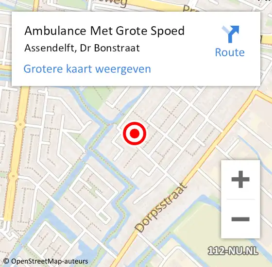 Locatie op kaart van de 112 melding: Ambulance Met Grote Spoed Naar Assendelft, Dr Bonstraat op 19 januari 2018 03:03