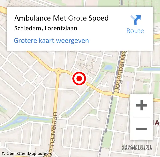 Locatie op kaart van de 112 melding: Ambulance Met Grote Spoed Naar Schiedam, Lorentzlaan op 19 januari 2018 05:46