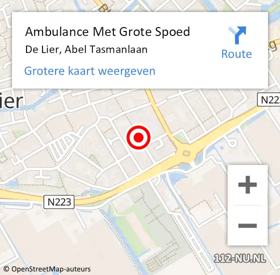 Locatie op kaart van de 112 melding: Ambulance Met Grote Spoed Naar De Lier, Abel Tasmanlaan op 19 januari 2018 06:07