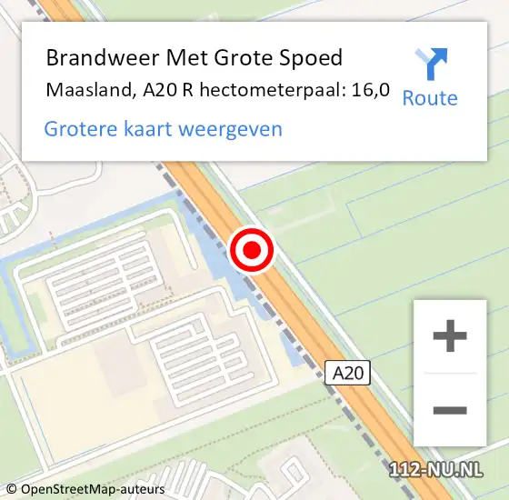Locatie op kaart van de 112 melding: Brandweer Met Grote Spoed Naar Maasland, A20 R hectometerpaal: 16,0 op 19 januari 2018 07:45