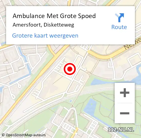 Locatie op kaart van de 112 melding: Ambulance Met Grote Spoed Naar Amersfoort, Disketteweg op 19 januari 2018 08:36