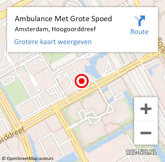 Locatie op kaart van de 112 melding: Ambulance Met Grote Spoed Naar Amsterdam, Hoogoorddreef op 19 januari 2018 09:40