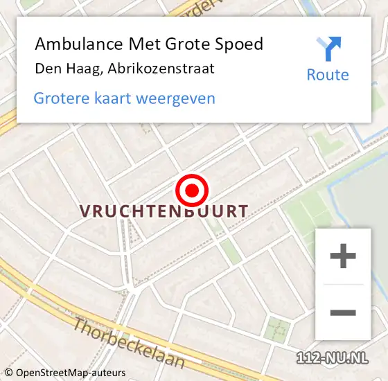 Locatie op kaart van de 112 melding: Ambulance Met Grote Spoed Naar Den Haag, Abrikozenstraat op 19 januari 2018 12:05