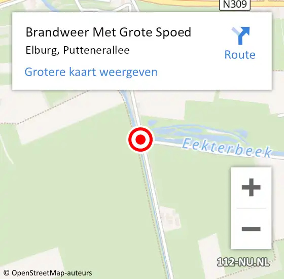 Locatie op kaart van de 112 melding: Brandweer Met Grote Spoed Naar Elburg, Puttenerallee op 19 januari 2018 13:00