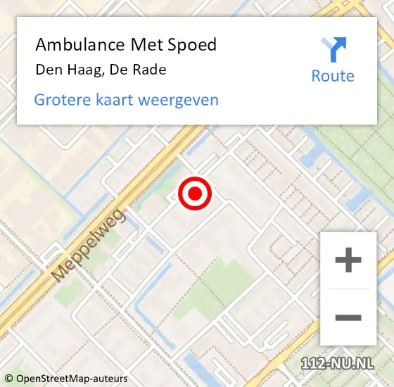 Locatie op kaart van de 112 melding: Ambulance Met Spoed Naar Den Haag, De Rade op 19 januari 2018 13:27