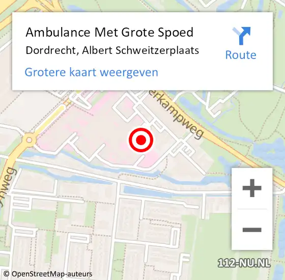 Locatie op kaart van de 112 melding: Ambulance Met Grote Spoed Naar Dordrecht, Albert Schweitzerplaats op 19 januari 2018 14:38
