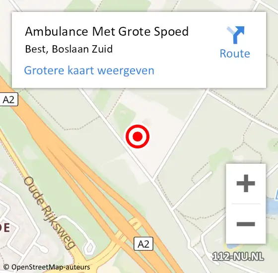 Locatie op kaart van de 112 melding: Ambulance Met Grote Spoed Naar Best, Boslaan Zuid op 19 januari 2018 14:45