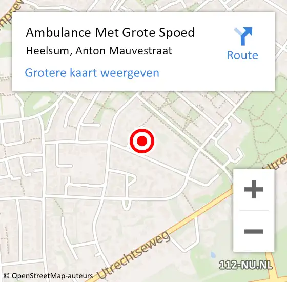 Locatie op kaart van de 112 melding: Ambulance Met Grote Spoed Naar Heelsum, Anton Mauvestraat op 19 januari 2018 19:07