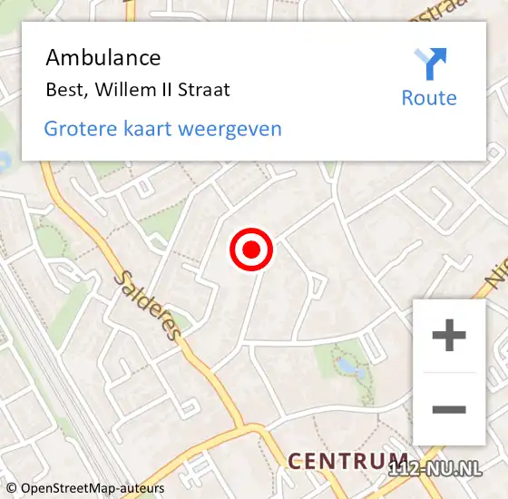 Locatie op kaart van de 112 melding: Ambulance Best, Willem II Straat op 19 januari 2018 20:02