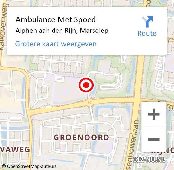 Locatie op kaart van de 112 melding: Ambulance Met Spoed Naar Alphen aan den Rijn, Marsdiep op 19 januari 2018 20:51