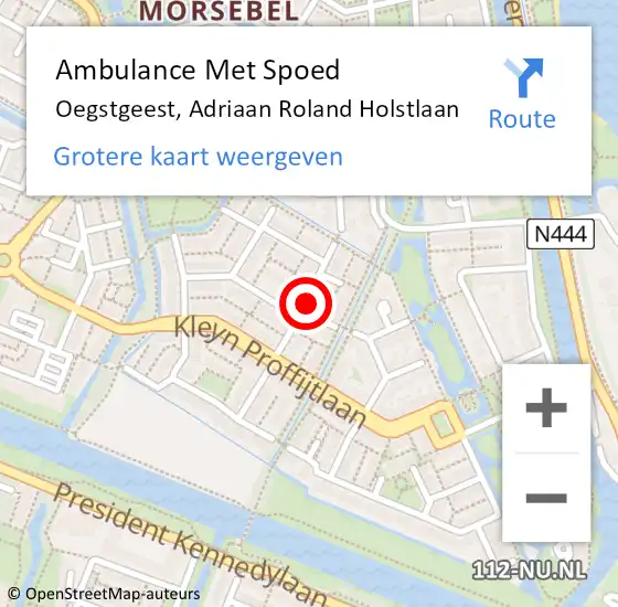 Locatie op kaart van de 112 melding: Ambulance Met Spoed Naar Oegstgeest, Adriaan Roland Holstlaan op 19 januari 2018 23:10