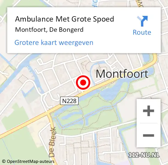 Locatie op kaart van de 112 melding: Ambulance Met Grote Spoed Naar Montfoort, De Bongerd op 20 januari 2018 01:32