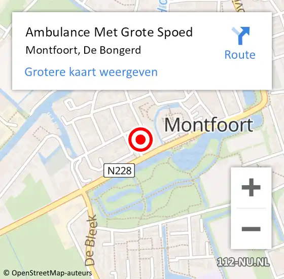 Locatie op kaart van de 112 melding: Ambulance Met Grote Spoed Naar Montfoort, De Bongerd op 20 januari 2018 01:33