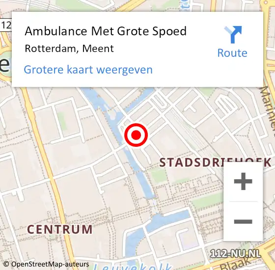 Locatie op kaart van de 112 melding: Ambulance Met Grote Spoed Naar Rotterdam, Meent op 20 januari 2018 04:15
