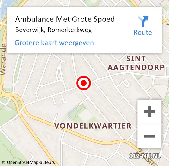 Locatie op kaart van de 112 melding: Ambulance Met Grote Spoed Naar Beverwijk, Romerkerkweg op 20 januari 2018 09:40