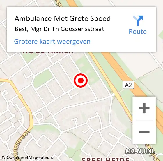 Locatie op kaart van de 112 melding: Ambulance Met Grote Spoed Naar Best, Mgr Dr Th Goossensstraat op 20 januari 2018 10:02