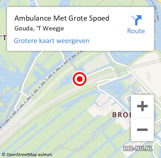 Locatie op kaart van de 112 melding: Ambulance Met Grote Spoed Naar Gouda, 'T Weegje op 20 januari 2018 10:39