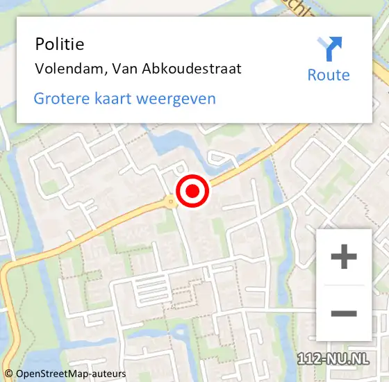 Locatie op kaart van de 112 melding: Politie Volendam, Van Abkoudestraat op 20 januari 2018 12:31