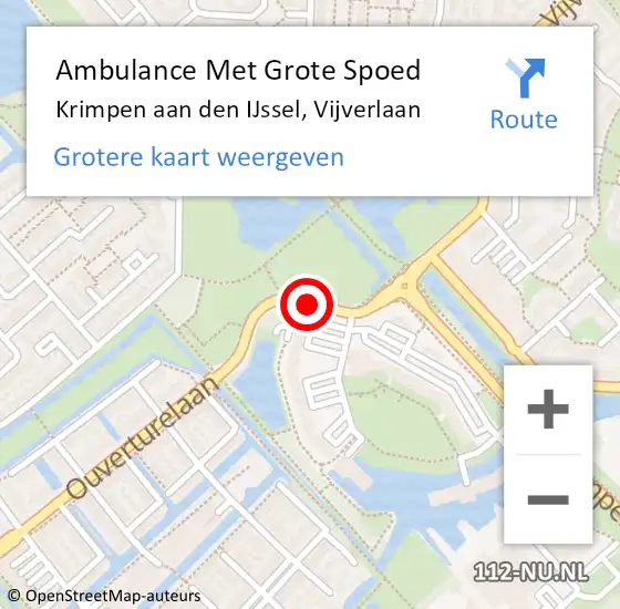Locatie op kaart van de 112 melding: Ambulance Met Grote Spoed Naar Krimpen aan den IJssel, Vijverlaan op 20 januari 2018 13:45