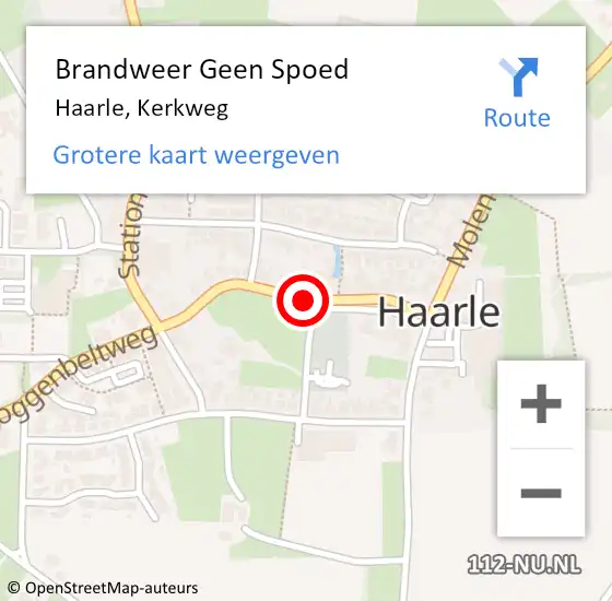 Locatie op kaart van de 112 melding: Brandweer Geen Spoed Naar Haarle, Kerkweg op 20 januari 2018 15:01