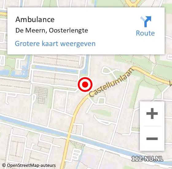 Locatie op kaart van de 112 melding: Ambulance De Meern, Oosterlengte op 20 januari 2018 15:16
