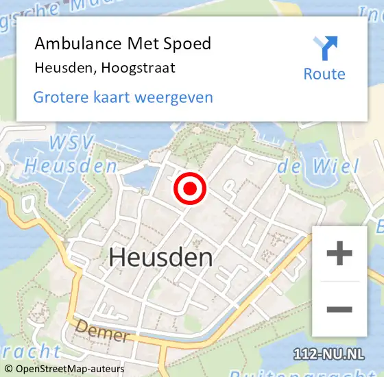 Locatie op kaart van de 112 melding: Ambulance Met Spoed Naar Heusden, Hoogstraat op 21 januari 2018 00:04