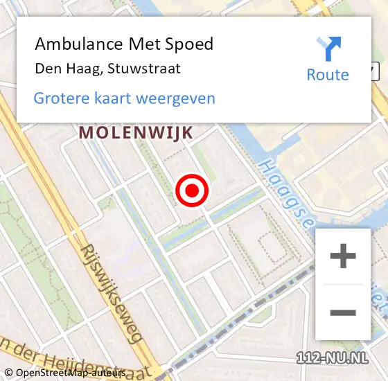 Locatie op kaart van de 112 melding: Ambulance Met Spoed Naar Den Haag, Stuwstraat op 21 januari 2018 01:57