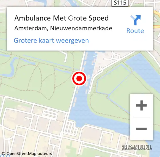 Locatie op kaart van de 112 melding: Ambulance Met Grote Spoed Naar Amsterdam, Nieuwendammerkade op 21 januari 2018 02:32