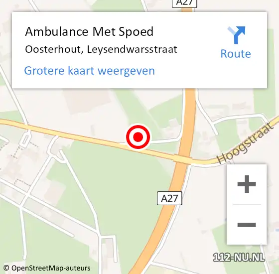 Locatie op kaart van de 112 melding: Ambulance Met Spoed Naar Oosterhout, Leysendwarsstraat op 21 januari 2018 06:12