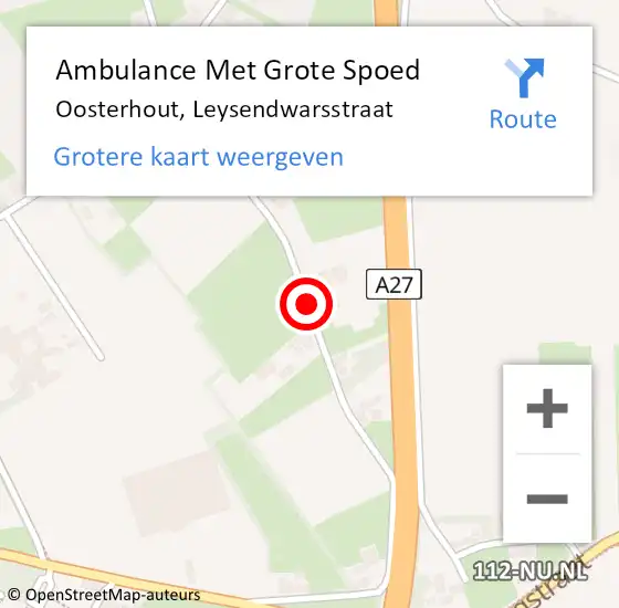 Locatie op kaart van de 112 melding: Ambulance Met Grote Spoed Naar Oosterhout, Leysendwarsstraat op 21 januari 2018 06:26
