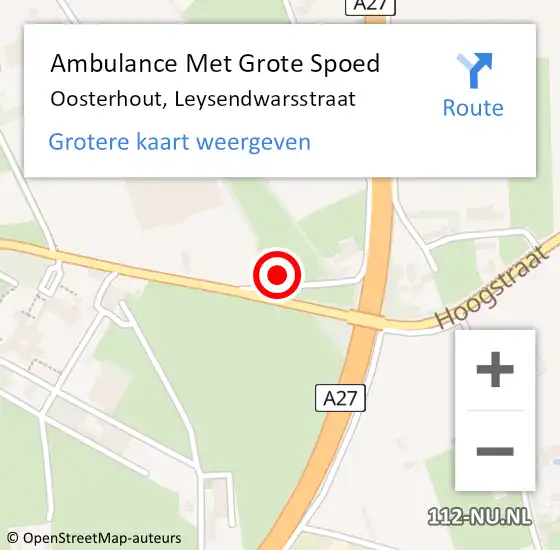 Locatie op kaart van de 112 melding: Ambulance Met Grote Spoed Naar Oosterhout, Leysendwarsstraat op 21 januari 2018 06:27