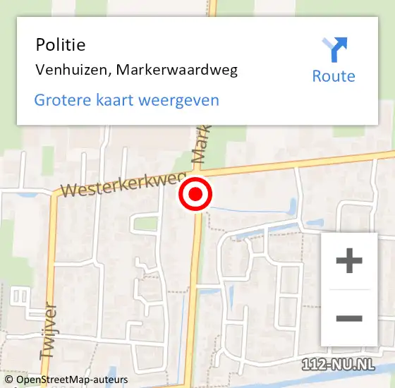 Locatie op kaart van de 112 melding: Politie Venhuizen, Markerwaardweg op 21 januari 2018 07:50
