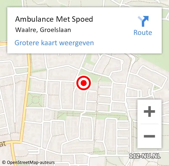 Locatie op kaart van de 112 melding: Ambulance Met Spoed Naar Waalre, Groelslaan op 21 januari 2018 09:40