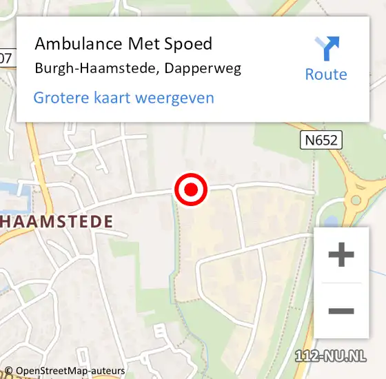 Locatie op kaart van de 112 melding: Ambulance Met Spoed Naar Burgh-Haamstede, Dapperweg op 21 januari 2018 10:51
