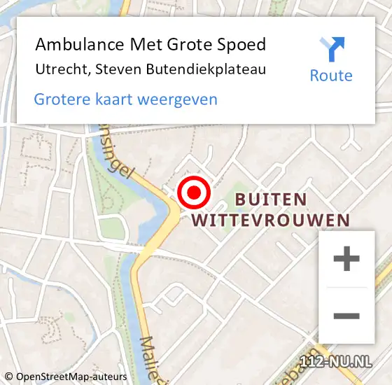 Locatie op kaart van de 112 melding: Ambulance Met Grote Spoed Naar Utrecht, Steven Butendiekplateau op 21 januari 2018 11:11
