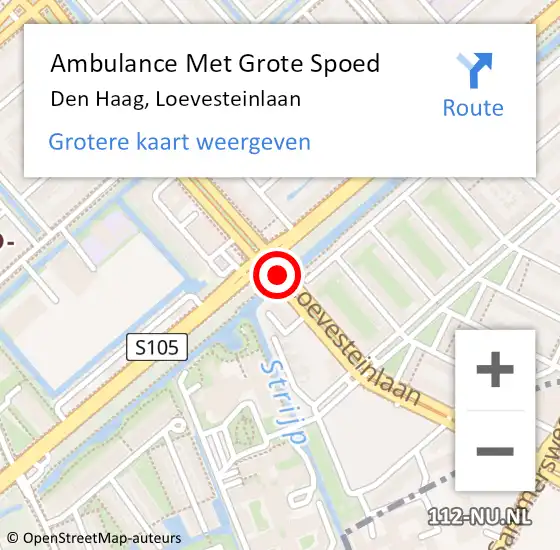 Locatie op kaart van de 112 melding: Ambulance Met Grote Spoed Naar Den Haag, Loevesteinlaan op 21 januari 2018 11:16