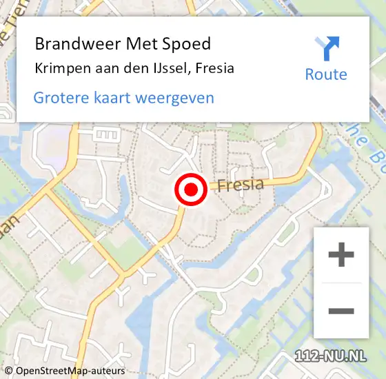 Locatie op kaart van de 112 melding: Brandweer Met Spoed Naar Krimpen aan den IJssel, Fresia op 21 januari 2018 13:45