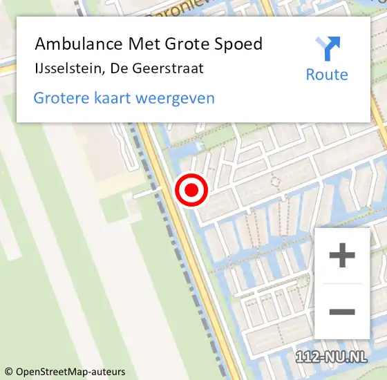 Locatie op kaart van de 112 melding: Ambulance Met Grote Spoed Naar IJsselstein, De Geerstraat op 21 januari 2018 14:17