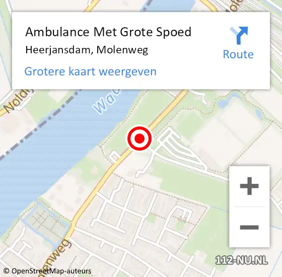 Locatie op kaart van de 112 melding: Ambulance Met Grote Spoed Naar Heerjansdam, Molenweg op 21 januari 2018 14:54