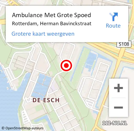 Locatie op kaart van de 112 melding: Ambulance Met Grote Spoed Naar Rotterdam, Herman Bavinckstraat op 21 januari 2018 15:53