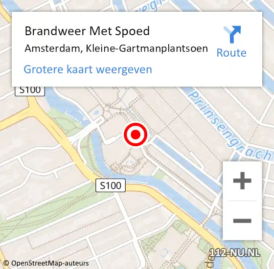 Locatie op kaart van de 112 melding: Brandweer Met Spoed Naar Amsterdam, Kleine-Gartmanplantsoen op 21 januari 2018 21:37