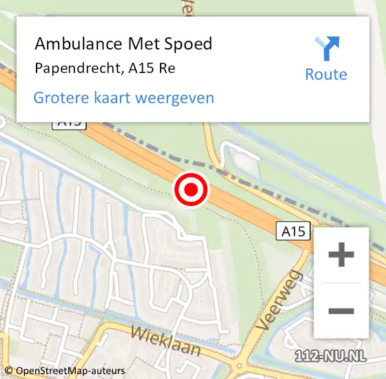 Locatie op kaart van de 112 melding: Ambulance Met Spoed Naar Papendrecht, A15 R hectometerpaal: 79,5 op 21 januari 2018 22:43