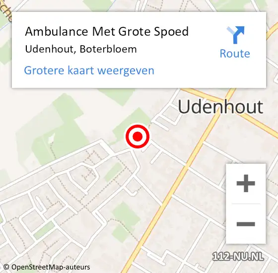 Locatie op kaart van de 112 melding: Ambulance Met Grote Spoed Naar Udenhout, Boterbloem op 22 januari 2018 04:01