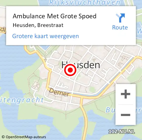 Locatie op kaart van de 112 melding: Ambulance Met Grote Spoed Naar Heusden, Breestraat op 22 januari 2018 04:37