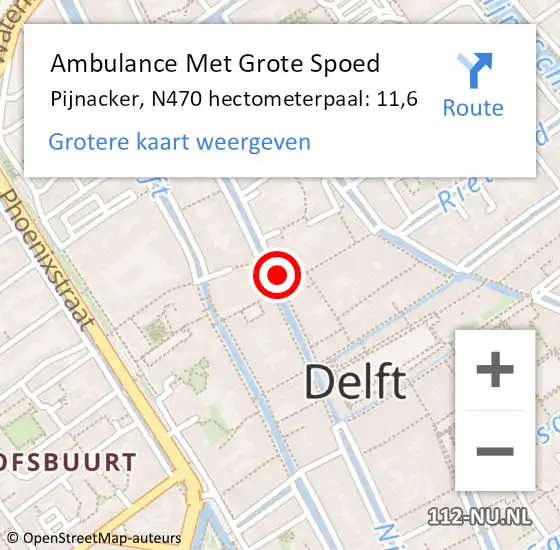 Locatie op kaart van de 112 melding: Ambulance Met Grote Spoed Naar Pijnacker, N470 hectometerpaal: 11,6 op 22 januari 2018 07:55