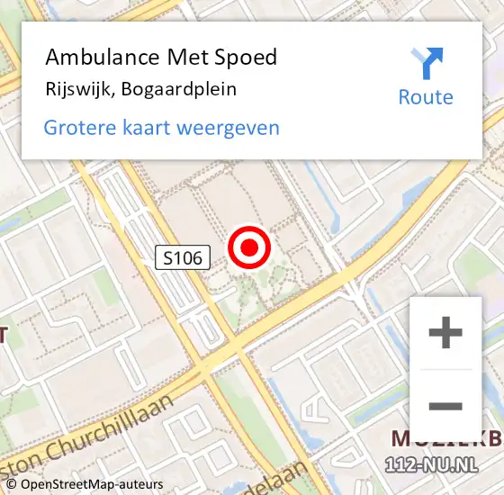 Locatie op kaart van de 112 melding: Ambulance Met Spoed Naar Rijswijk, Bogaardplein op 22 januari 2018 09:55