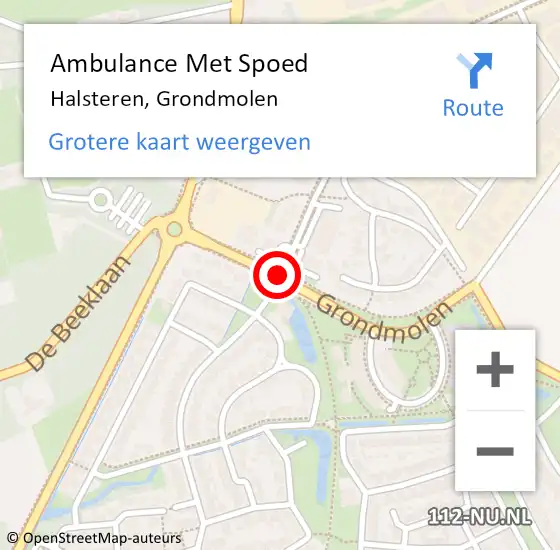 Locatie op kaart van de 112 melding: Ambulance Met Spoed Naar Halsteren, Grondmolen op 22 januari 2018 10:39