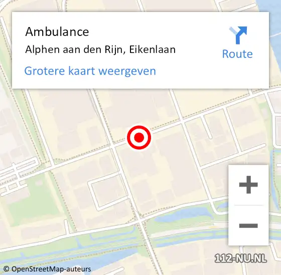 Locatie op kaart van de 112 melding: Ambulance Alphen aan den Rijn, Eikenlaan op 22 januari 2018 11:01