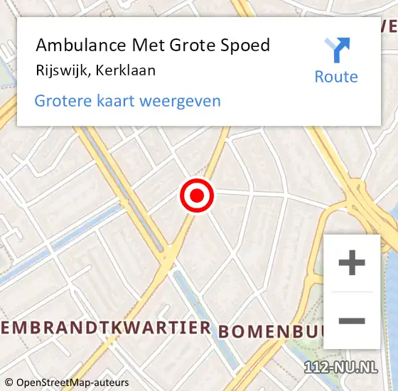 Locatie op kaart van de 112 melding: Ambulance Met Grote Spoed Naar Rijswijk, Kerklaan op 22 januari 2018 11:35